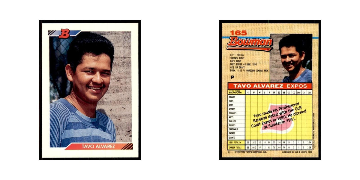 1992 Bowman Tavo Alvarez Baseball Cards #165