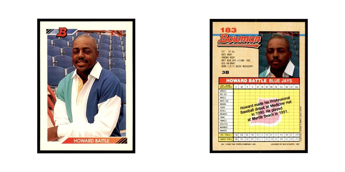 1992 Bowman Howard Battle Baseball Cards #183
