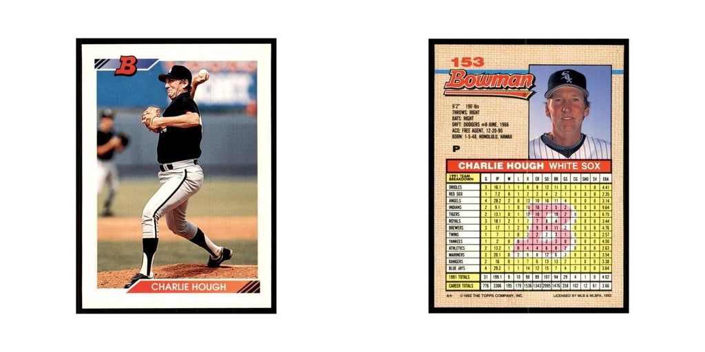 1992 Bowman Charlie Hough Baseball Cards #153