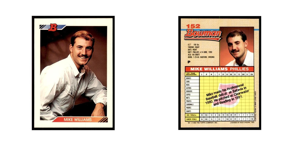 1992 Bowman Mike Williams Baseball Cards #152