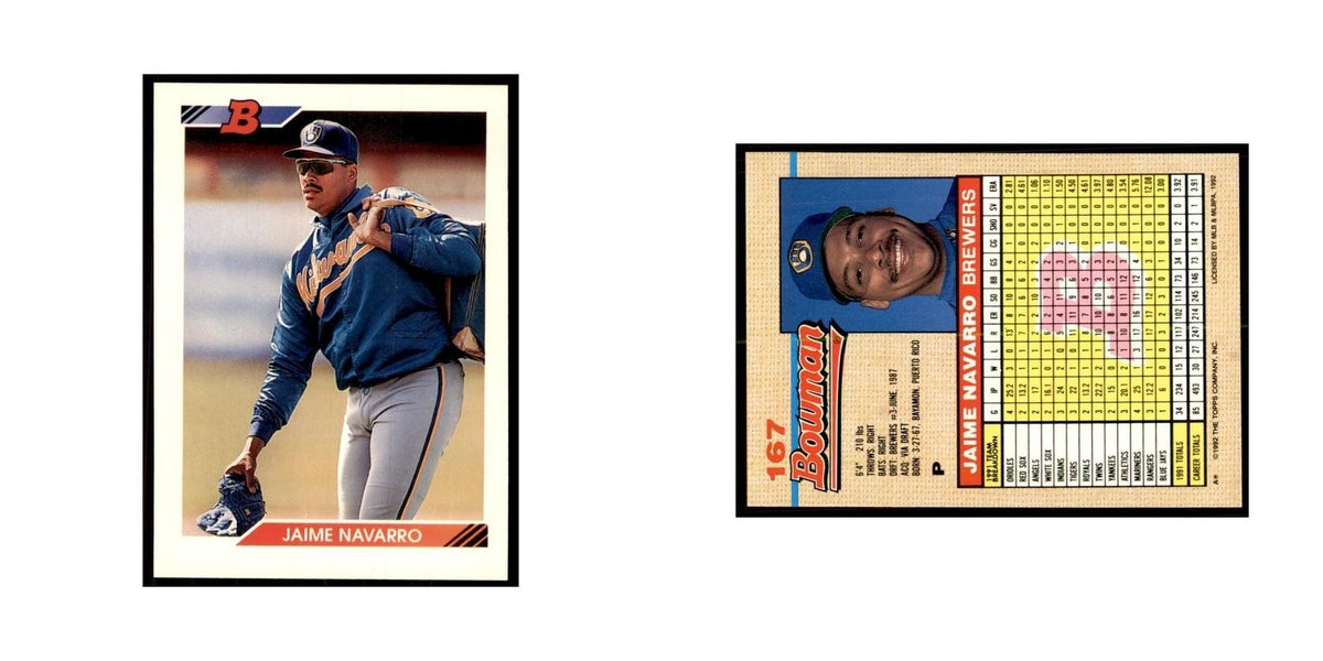1992 Bowman Jaime Navarro Baseball Cards #167