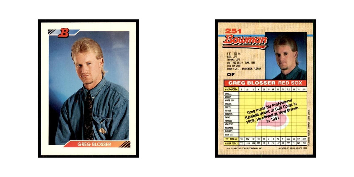 1992 Bowman Greg Blosser Baseball Cards #251