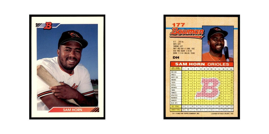 1992 Bowman Sam Horn Baseball Cards #177