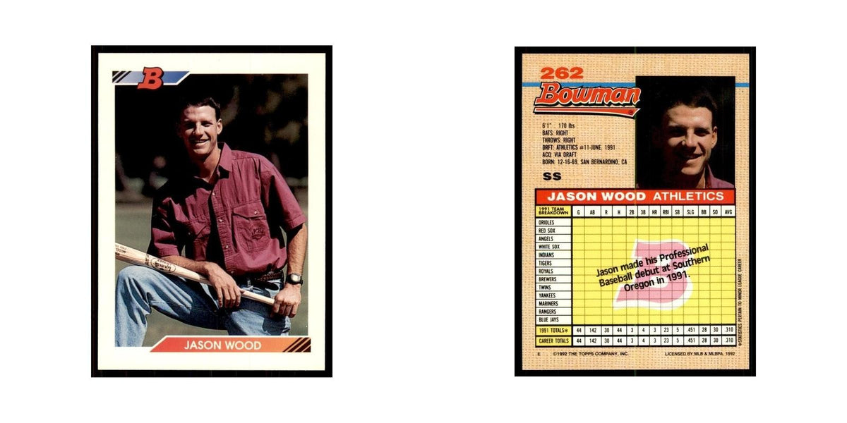 1992 Bowman Jason Wood Baseball Cards #262