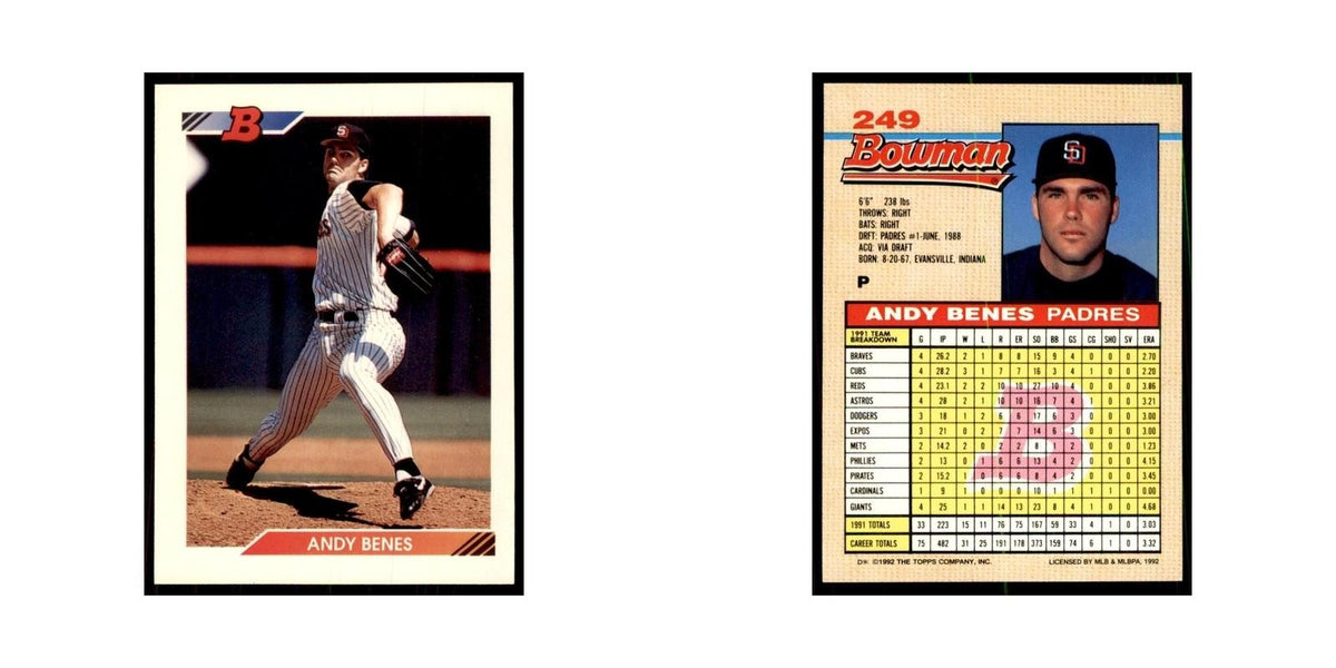 1992 Bowman Andy Benes Baseball Cards #249