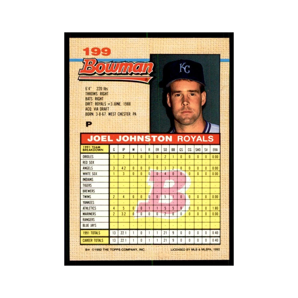 1992 Bowman Joel Johnston Baseball Cards #199