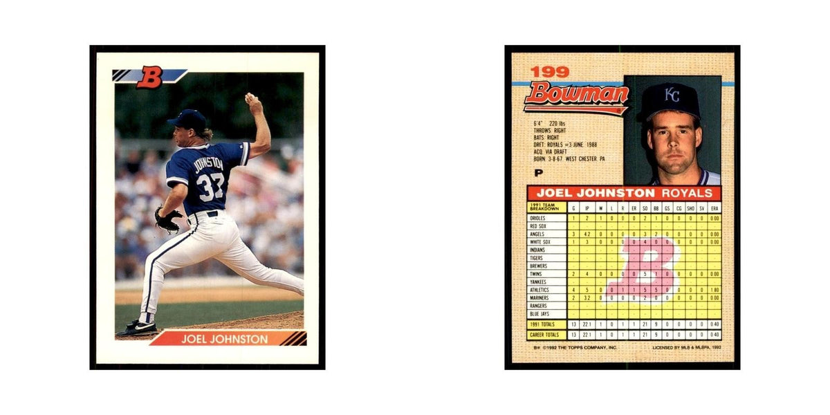 1992 Bowman Joel Johnston Baseball Cards #199