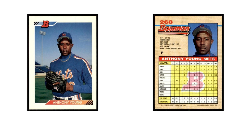 1992 Bowman Anthony Young Baseball Cards #268