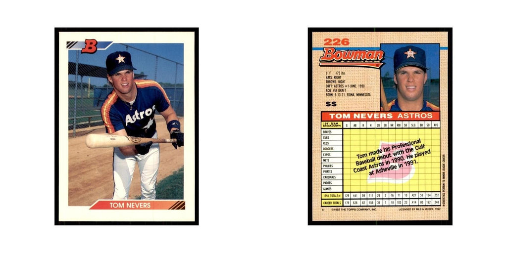 1992 Bowman Tom Nevers Baseball Cards #226