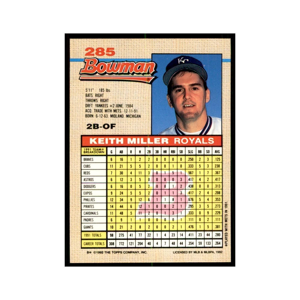 1992 Bowman Keith Miller Baseball Cards #285