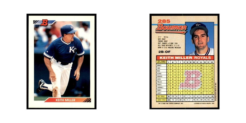 1992 Bowman Keith Miller Baseball Cards #285