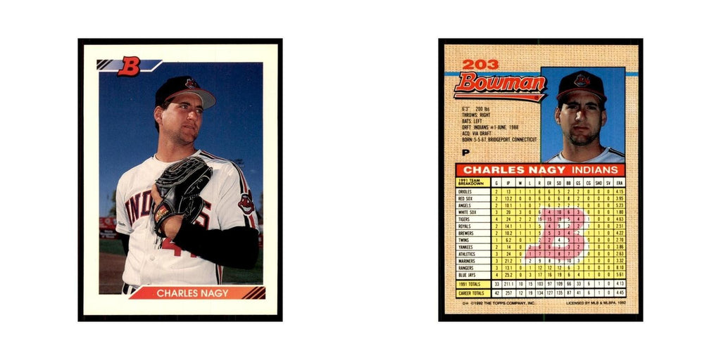 1992 Bowman Charles Nagy Baseball Cards #203