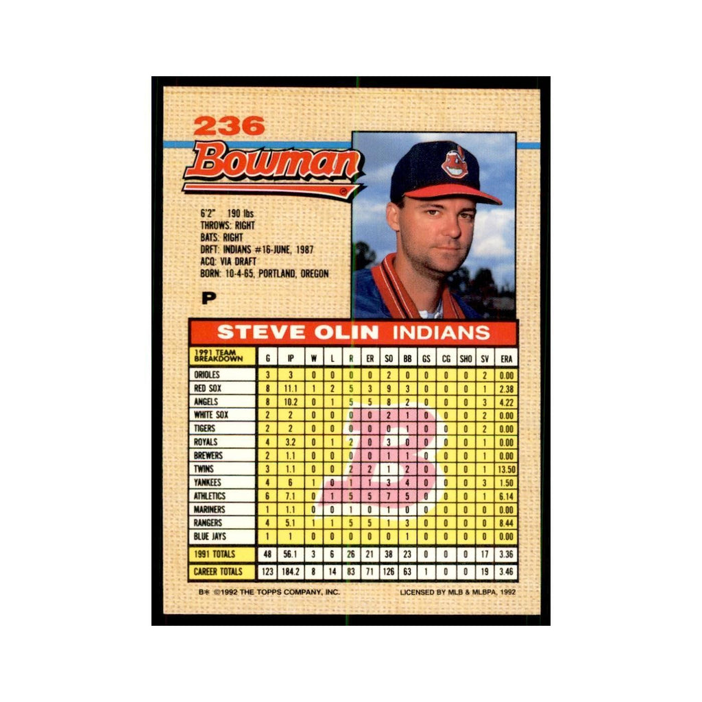 1992 Bowman Steve Olin Baseball Cards #236