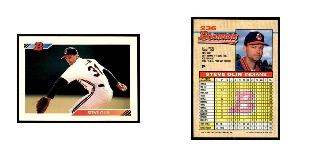 1992 Bowman Steve Olin Baseball Cards #236