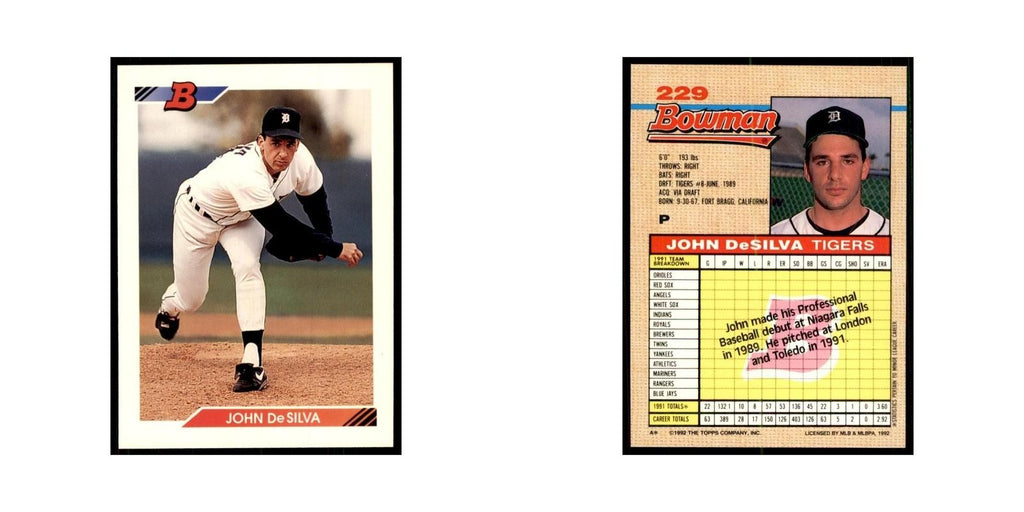 1992 Bowman John DeSilva Baseball Cards #229