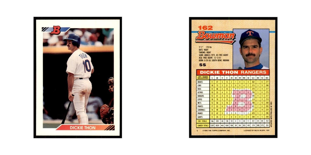 1992 Bowman Dickie Thon Baseball Cards #162
