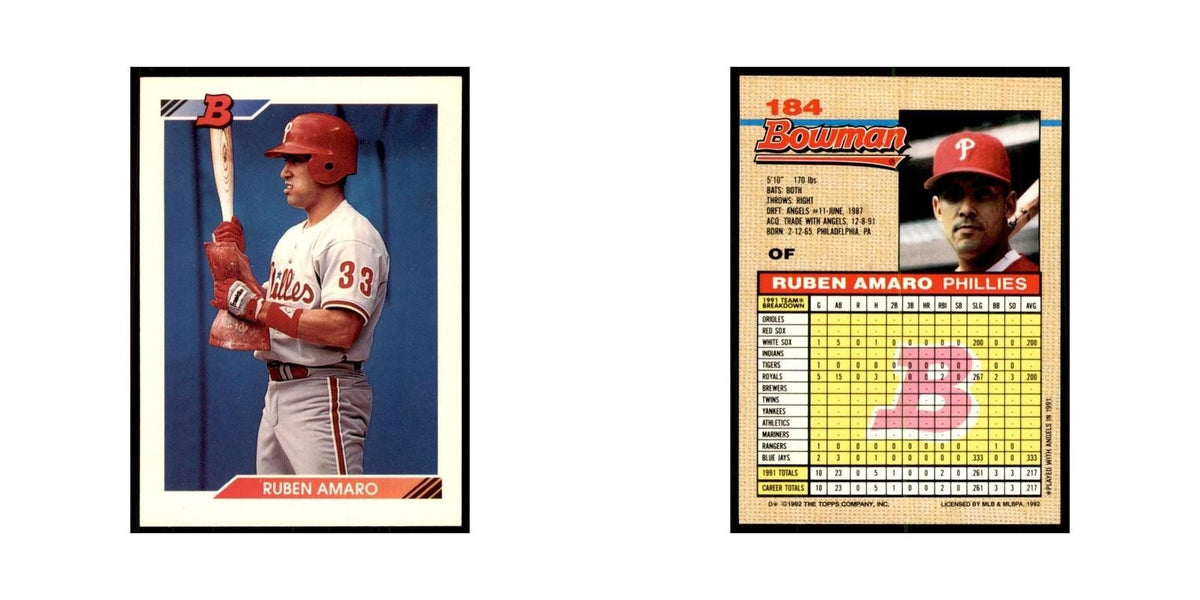 1992 Bowman Ruben Amaro Baseball Cards #184