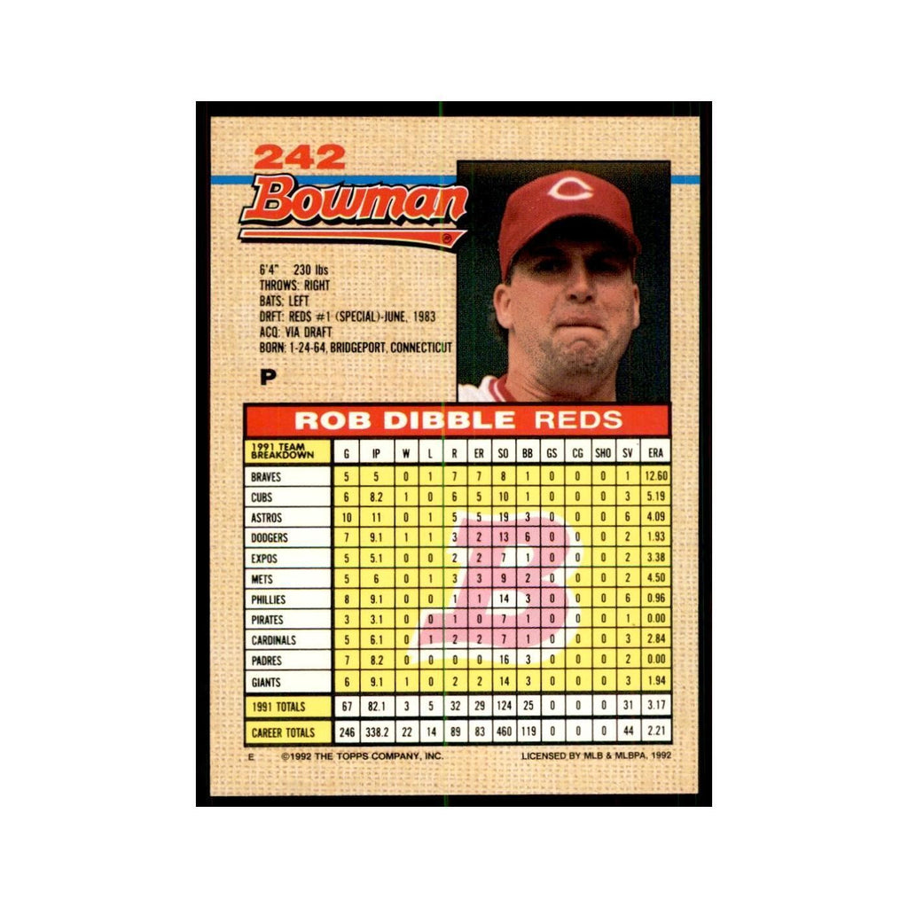 1992 Bowman Rob Dibble Baseball Cards #242