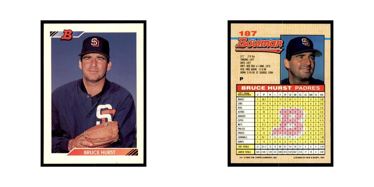 1992 Bowman Bruce Hurst Baseball Cards #187