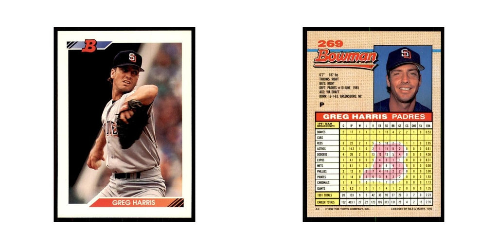 1992 Bowman Greg Harris Baseball Cards #269