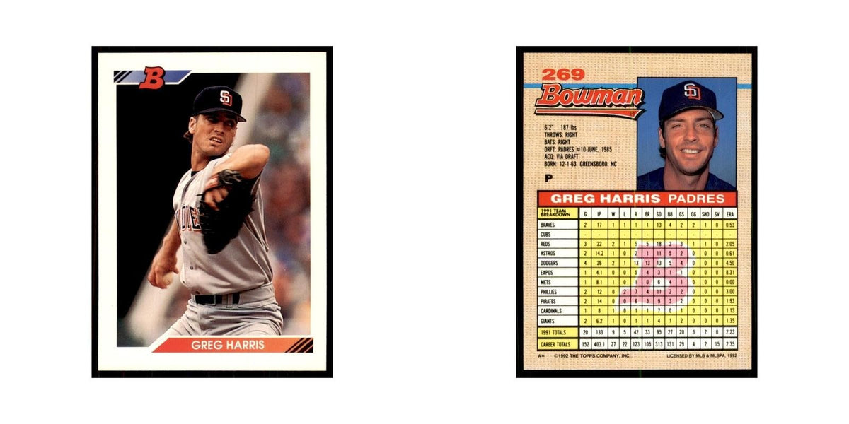 1992 Bowman Greg Harris Baseball Cards #269