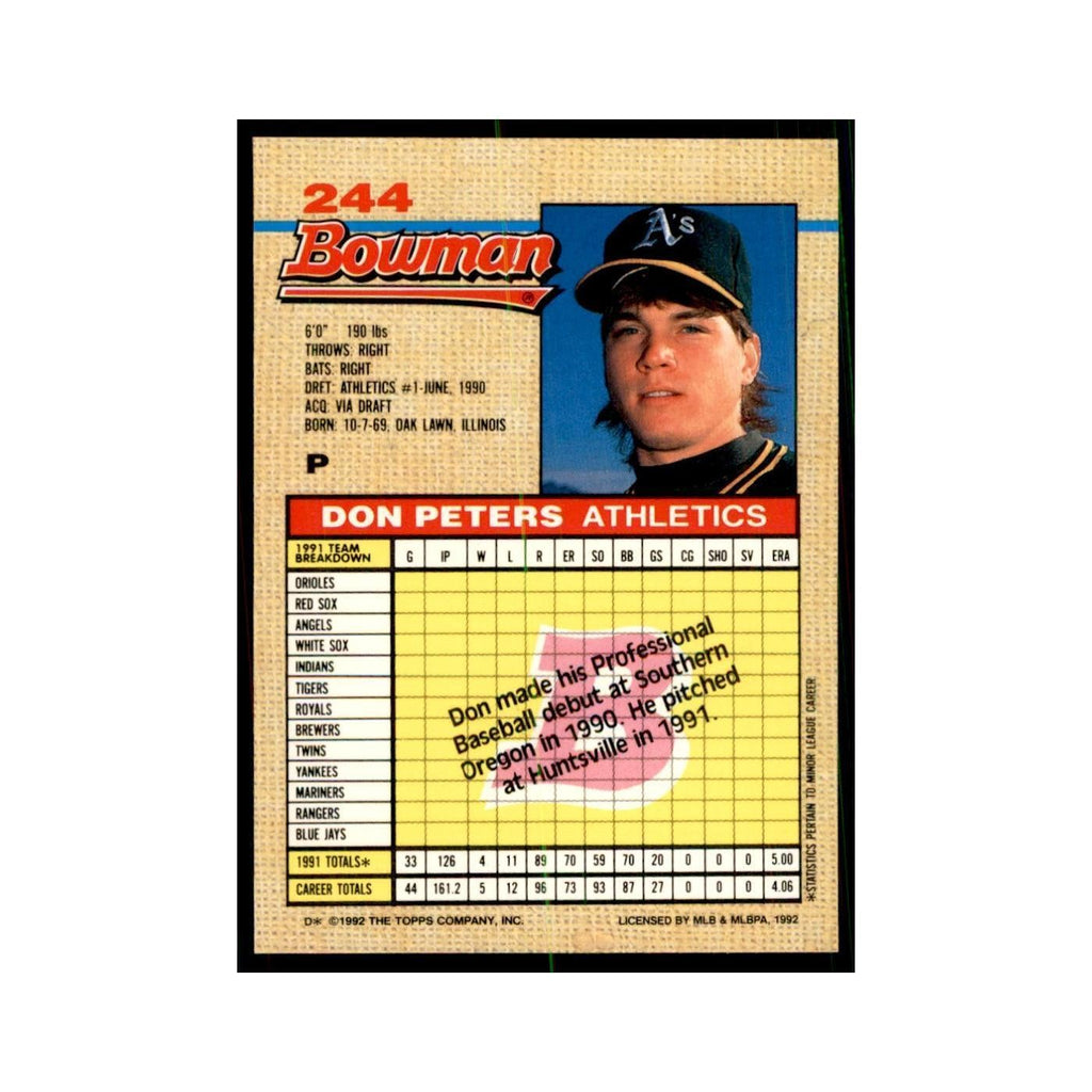 1992 Bowman Don Peters Baseball Cards #244