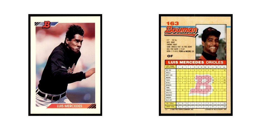 1992 Bowman Luis Mercedes Baseball Cards #163