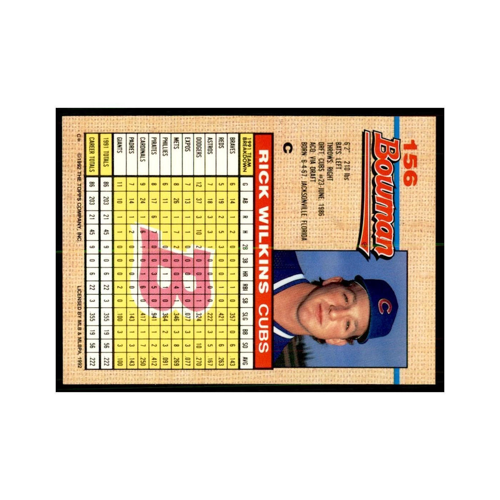 1992 Bowman Rick Wilkins Baseball Cards #156