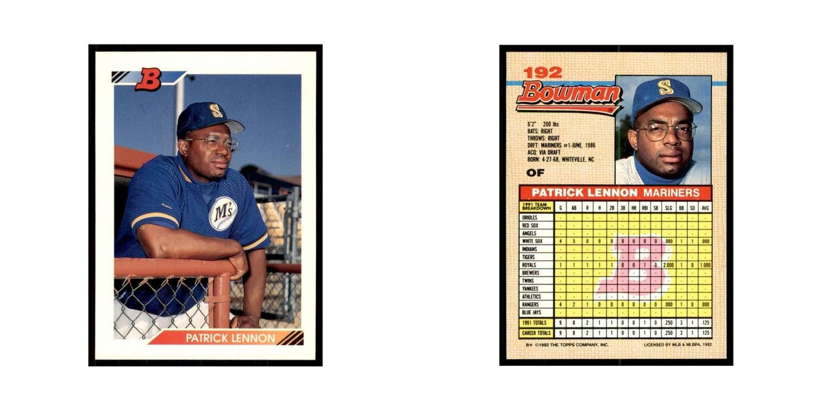 1992 Bowman Patrick Lennon Baseball Cards #192