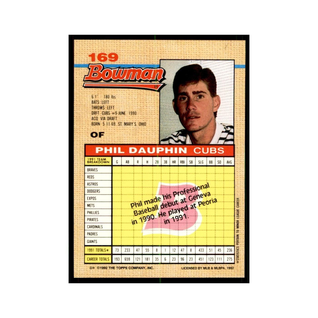 1992 Bowman Phil Dauphin Baseball Cards #169