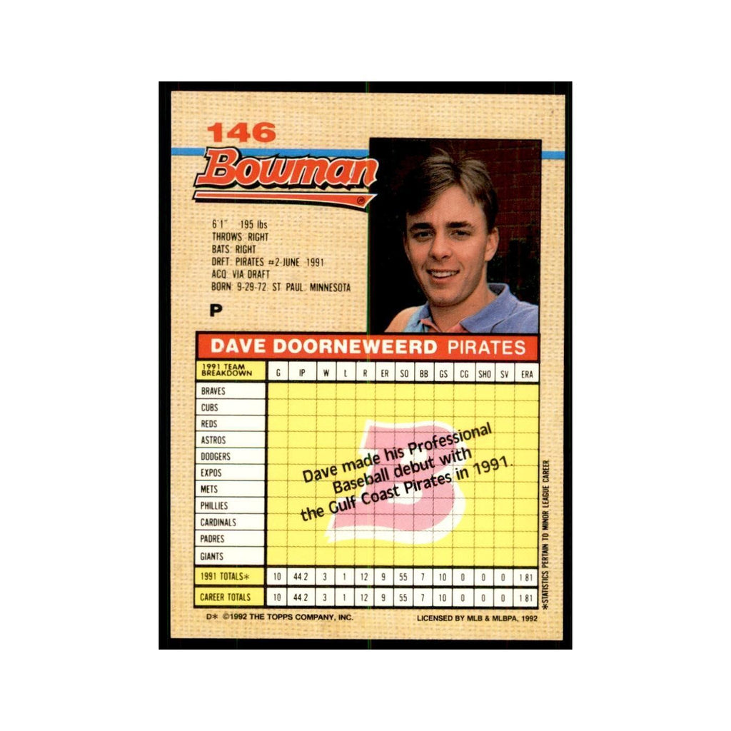 1992 Bowman Dave Doorneweerd Baseball Cards #146
