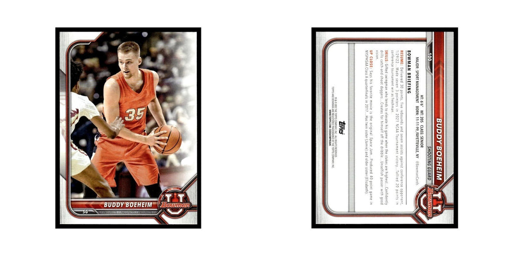 Buddy Boeheim 2022 Bowman University #100 Basketball Card NM