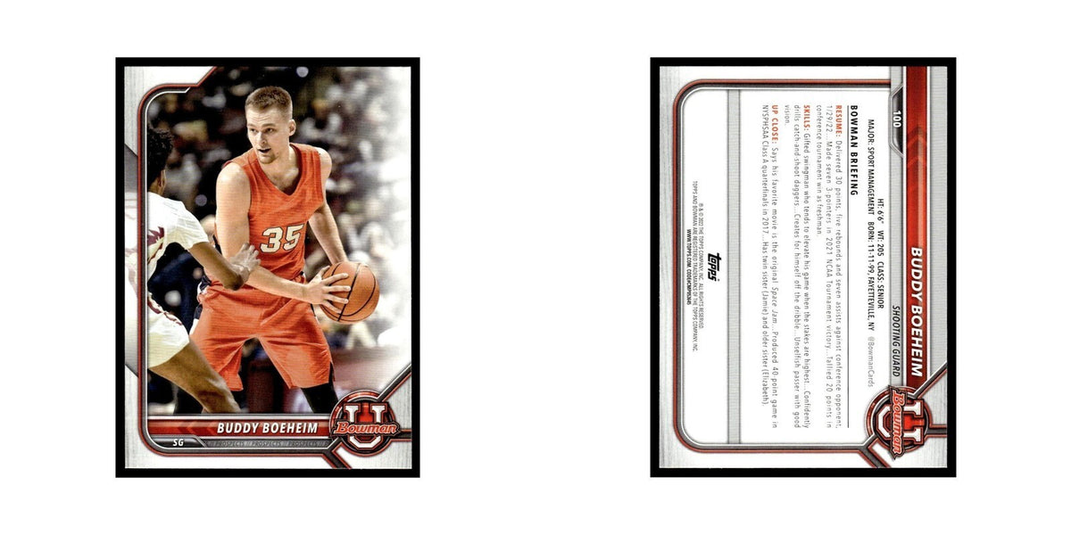 Buddy Boeheim 2022 Bowman University #100 Basketball Card NM
