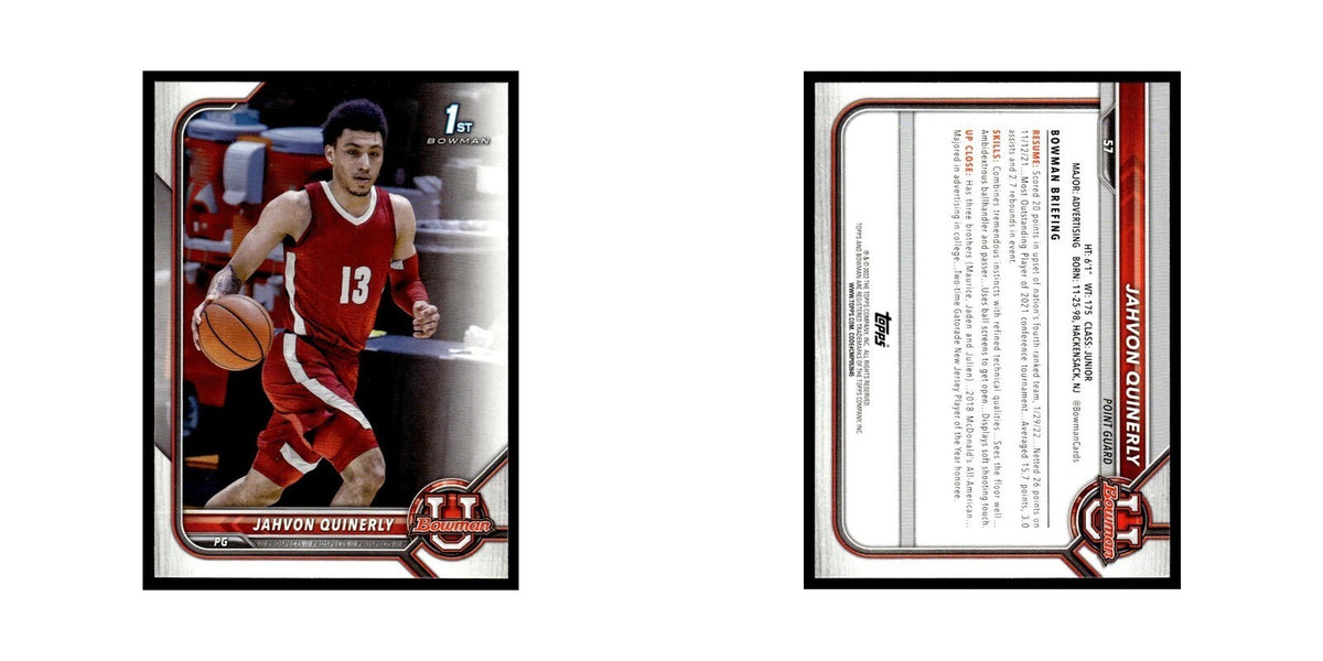 Jahvon Quinerly 2022 Bowman University #57 Basketball Card NM