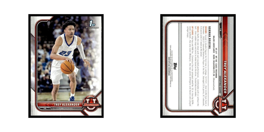 Trey Alexander 2022 Bowman University #14 Basketball Card NM