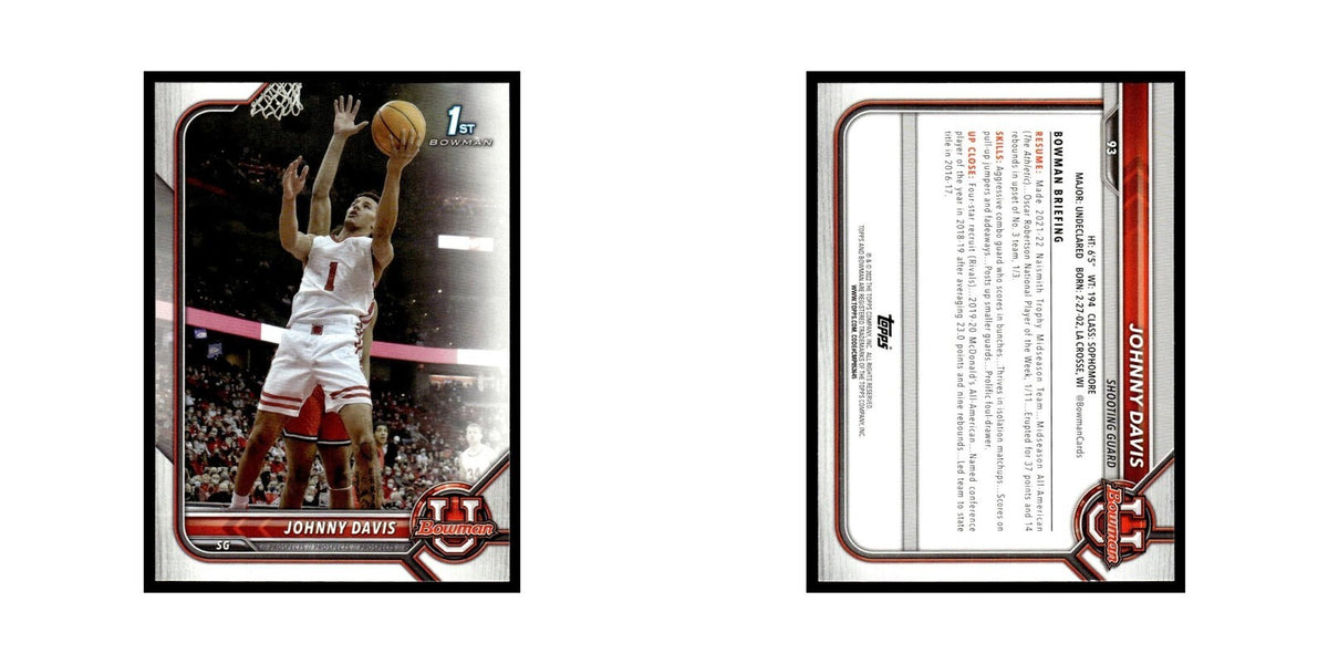 Johnny Davis 2022 Bowman University #93 Basketball Card NM