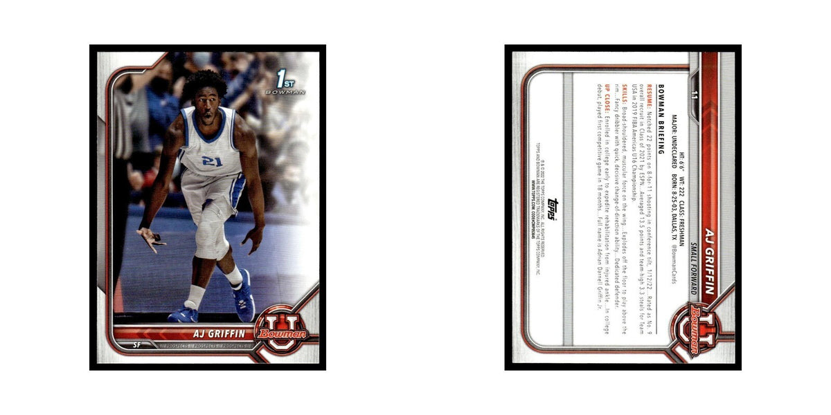 AJ Griffin 2022 Bowman University #11 Basketball Card NM