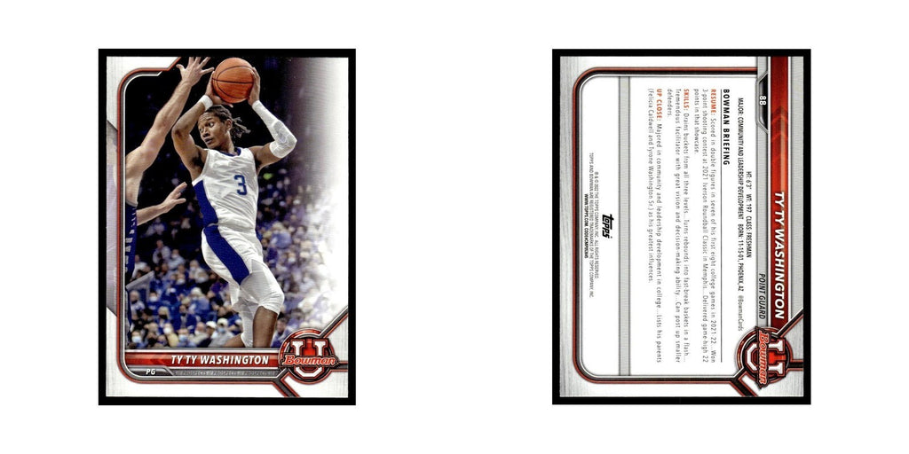 Ty Ty Washington 2022 Bowman University #88 Basketball Card NM