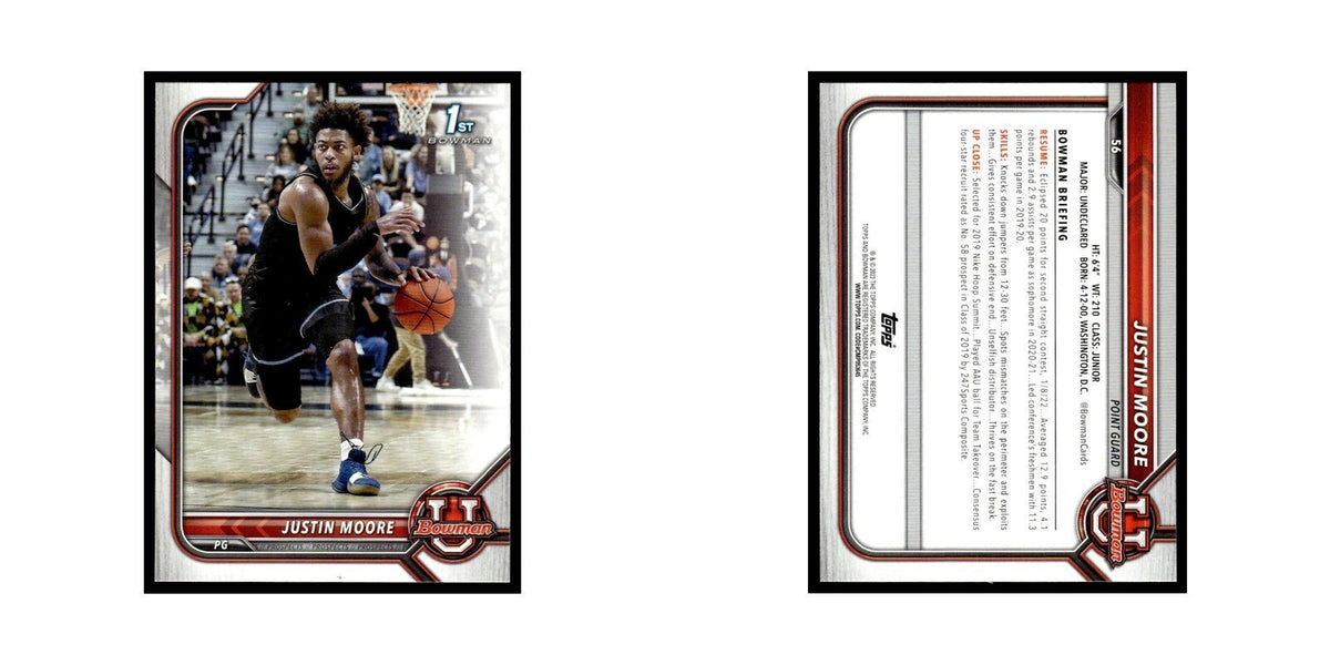 Justin Moore 2022 Bowman University #56 Basketball Card NM