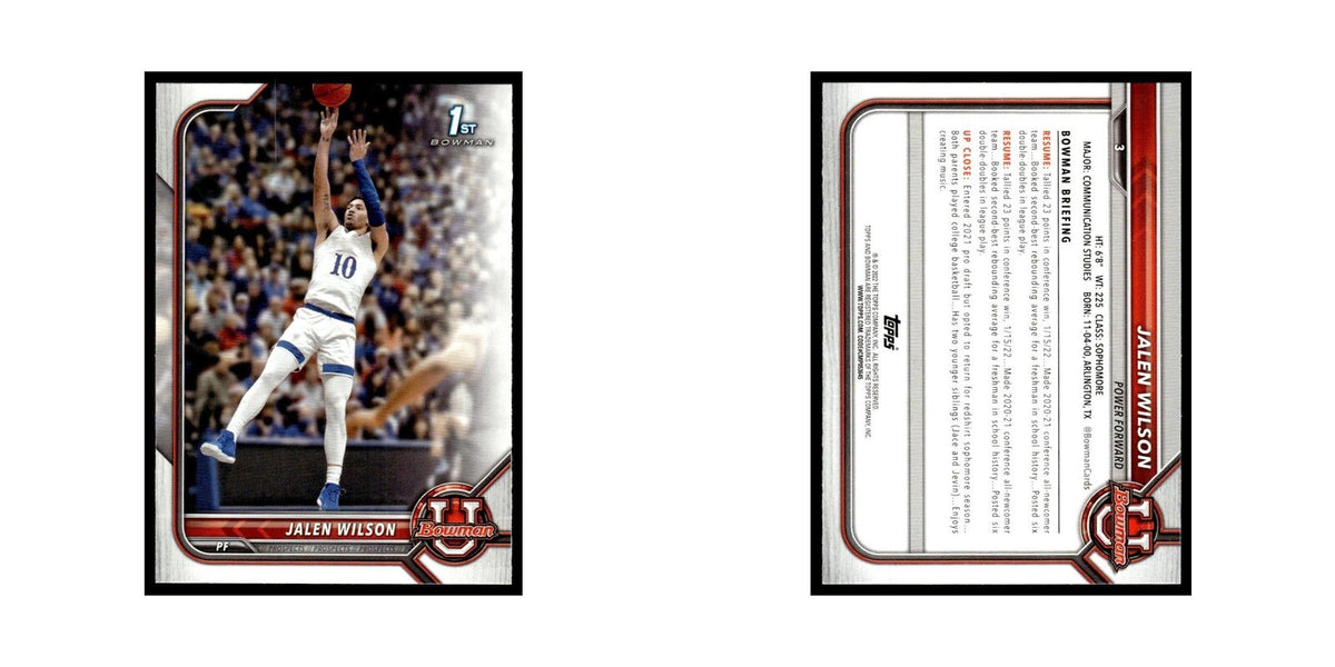 Jalen Wilson 2022 Bowman University #3 Basketball Card NM
