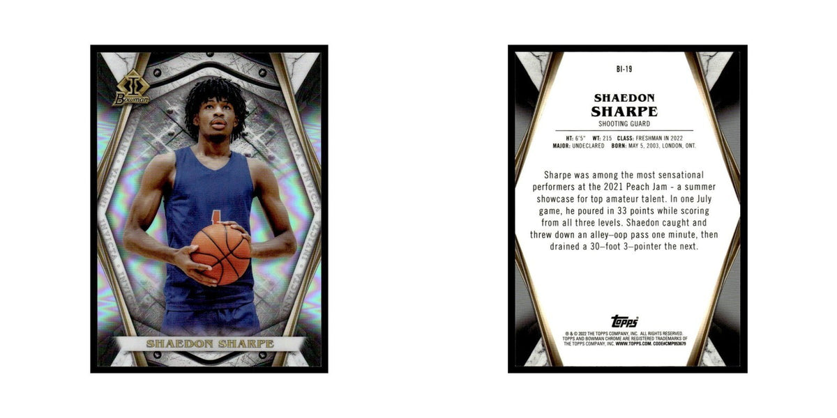 Shaedon Sharpe 2022 Bowman Invicta #BI-19 Basketball Card NM