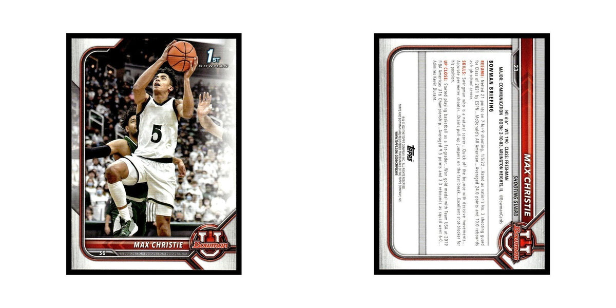 Max Christie 2022 Bowman University #23 Basketball Card NM
