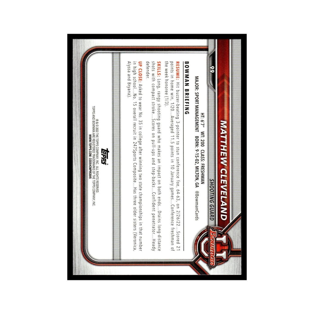 Matthew Cleveland 2022 Bowman University #99 Basketball Card NM