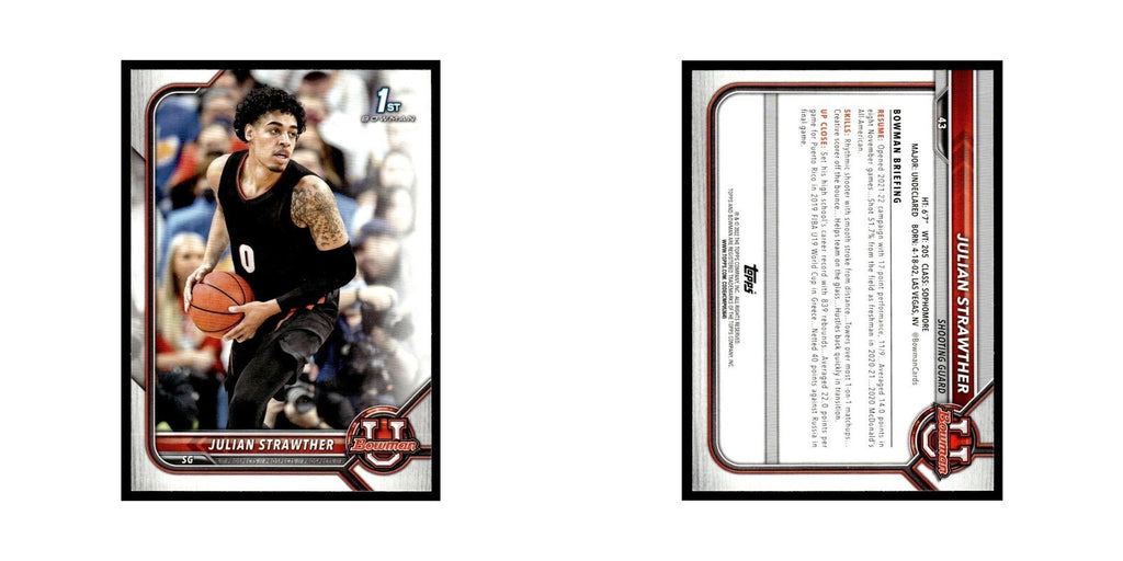 Julian Strawther 2022 Bowman University #43 Basketball Card NM