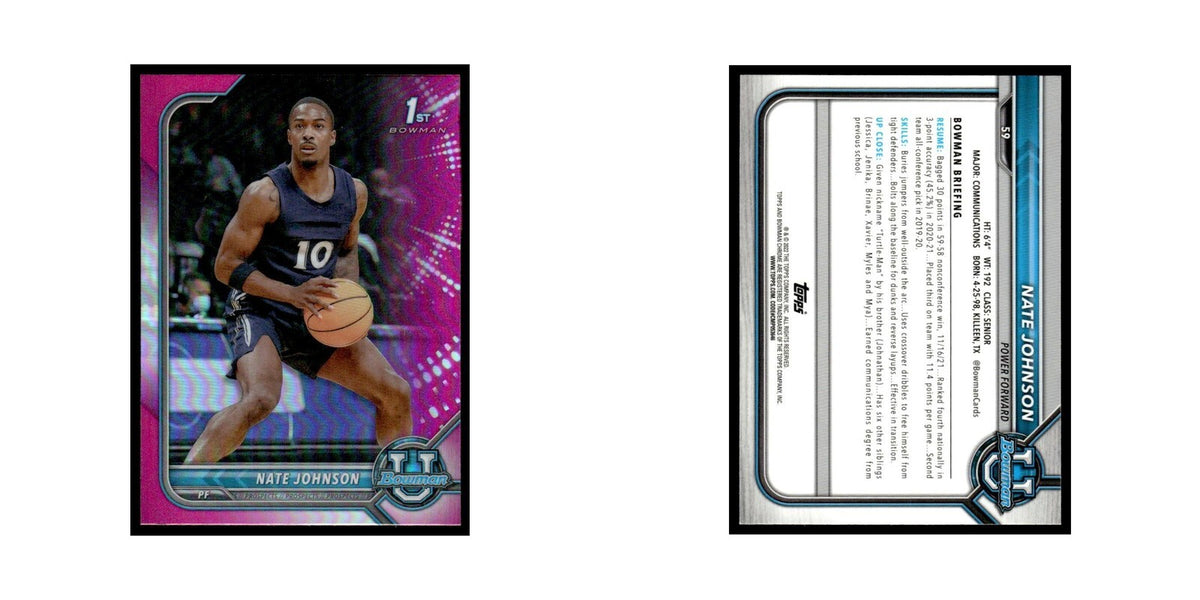 Nate Johnson 2022 Bowman University #59 Basketball Card NM