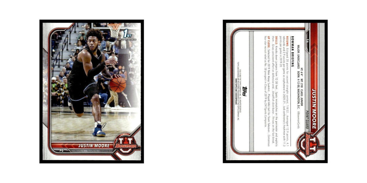 Justin Moore 2022 Bowman University #56 Basketball Card NM