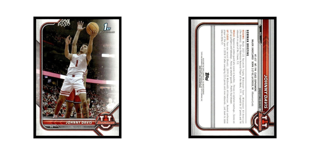 Johnny Davis 2022 Bowman University #93 Basketball Card NM