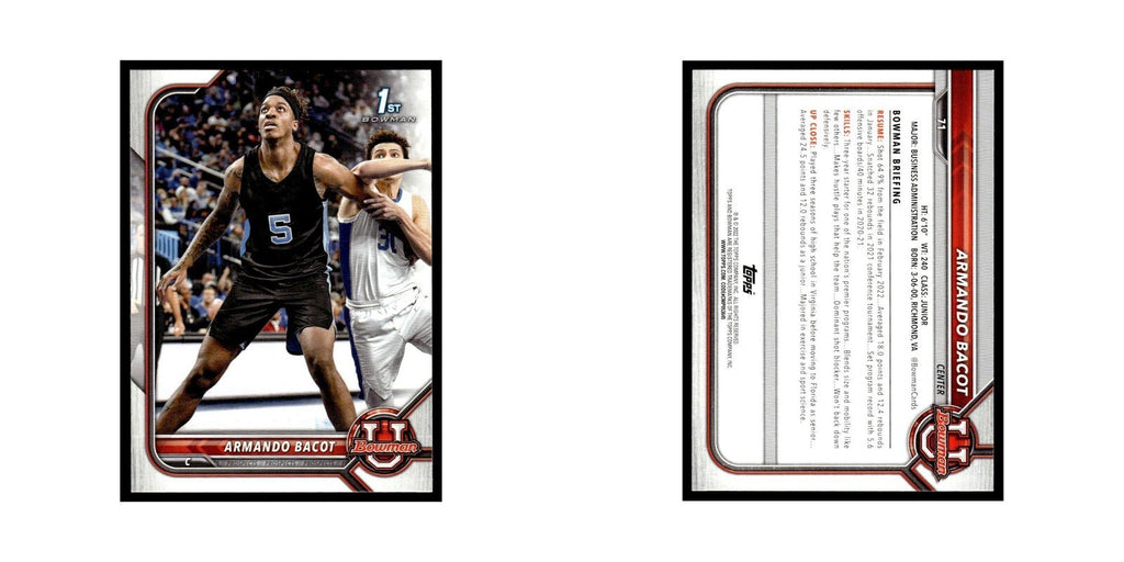 Armando Bacot 2022 Bowman University #71 Basketball Card NM