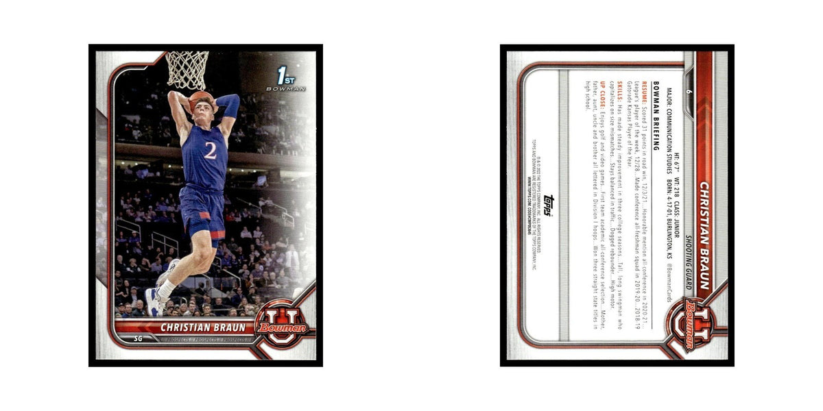 Christian Braun 2022 Bowman University #6 Basketball Card NM