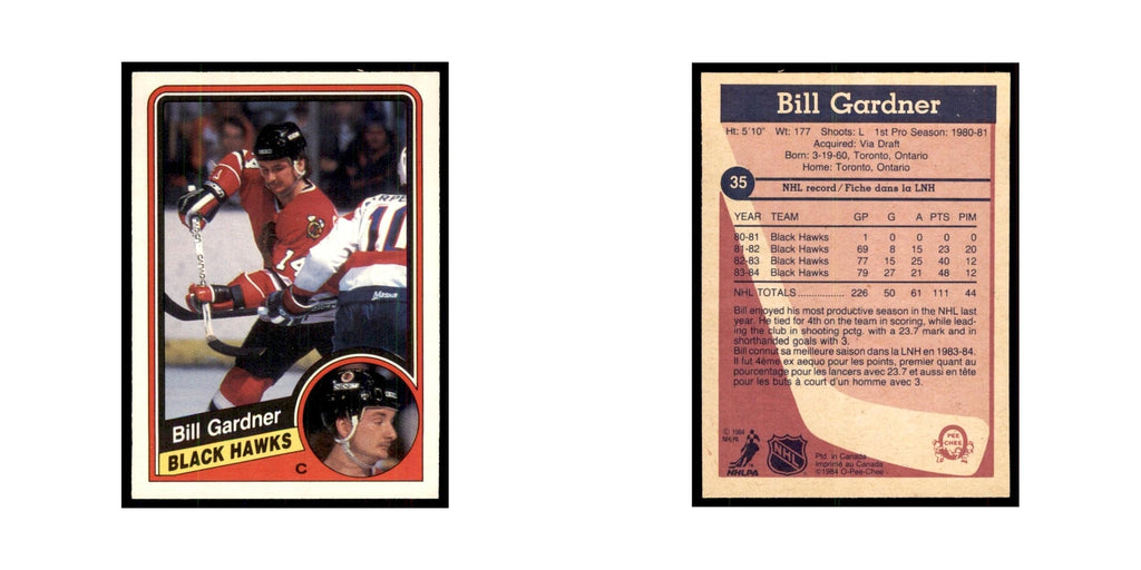 1984 O-Pee-Chee Bill Gardner Chicago Blackhawks #35